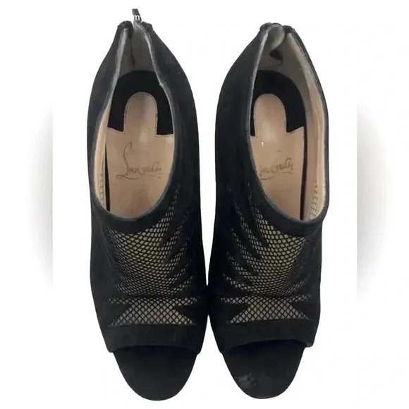 Christian Louboutin AUTHENTIC Black Suede Stiletto Heel Ankle Booties Size 38.5 - Picture 4 of 9